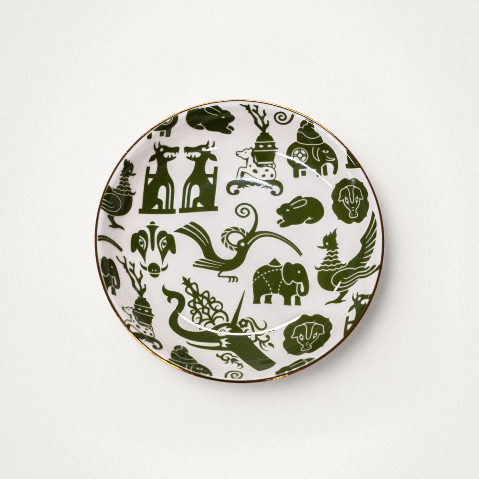 Bone China Saucer – Fauna (Green)
