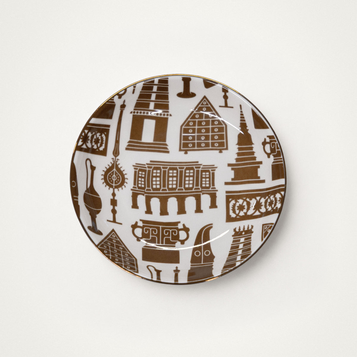 Bone China Saucer – Monuments (Brown)