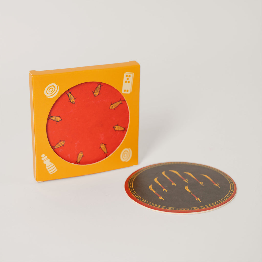 Set of 5 Paper Coasters (Dashavatara Ganlita 5-10 Playing Cards Collection)