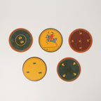 Set of 5 Paper Coasters (Dashavatara Ganlita 1-5 Playing Cards Collection)